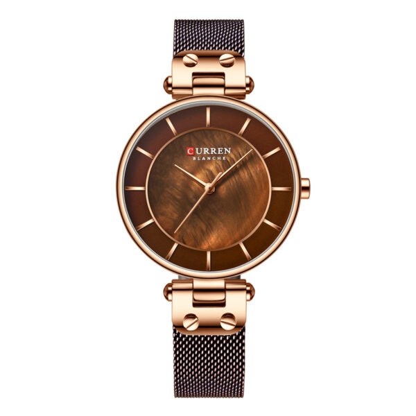 curren 9056 brown mesh chain ladies simple brown analog dial gift watch