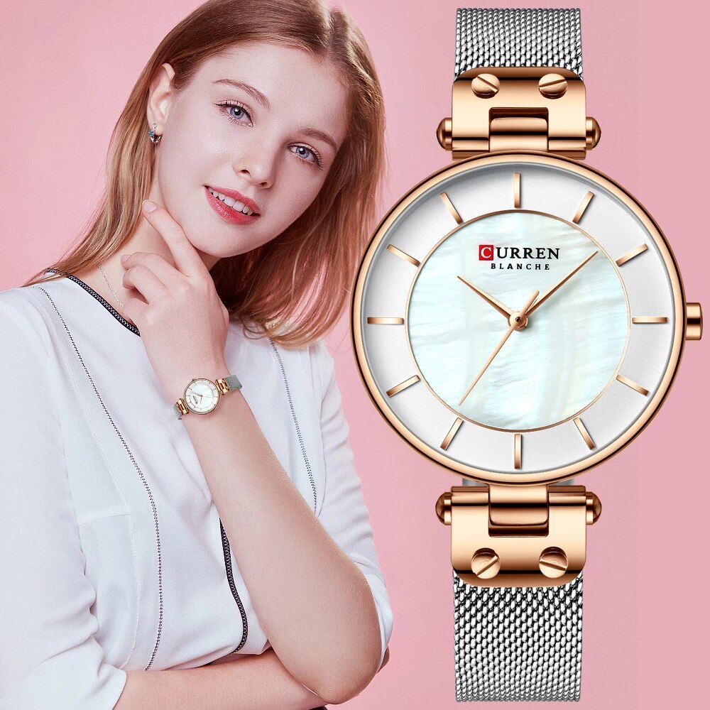 Curren 9056 silver golden combination ladies gift watch