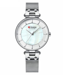 Curren 9056 silver mesh chain ladies simple analog wrist watch