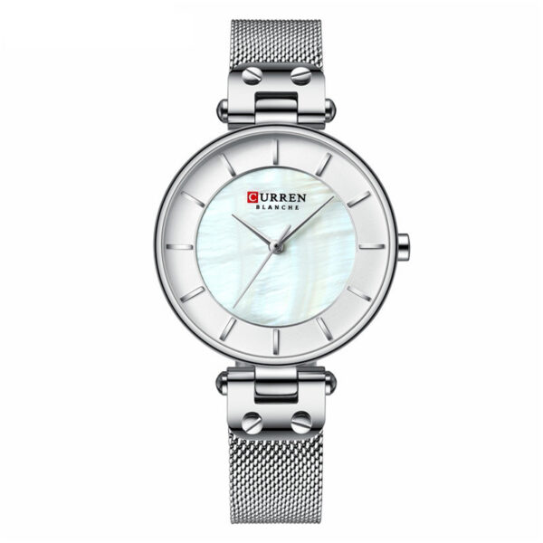 Curren 9056 silver mesh chain ladies simple analog wrist watch