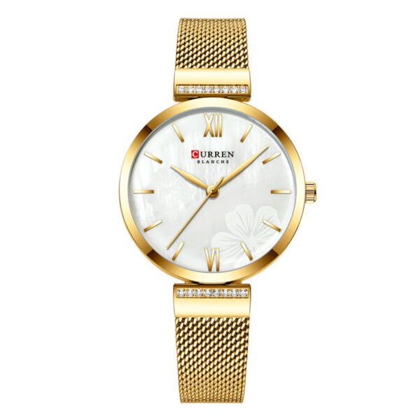Curren 9067 ladies gold mesh chain & white dial fashion gift watch