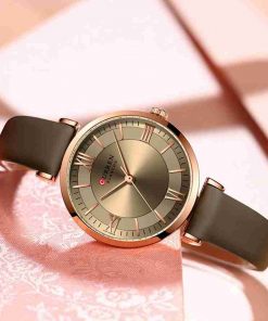 9079 curren brown leather & strap ladies fashion wrist watch