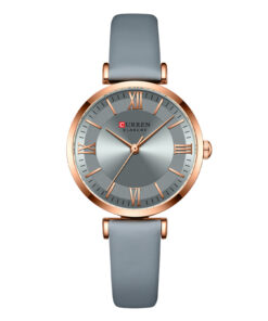 Curren 9079 grey dial & leather strap ladies fashion wrist watch