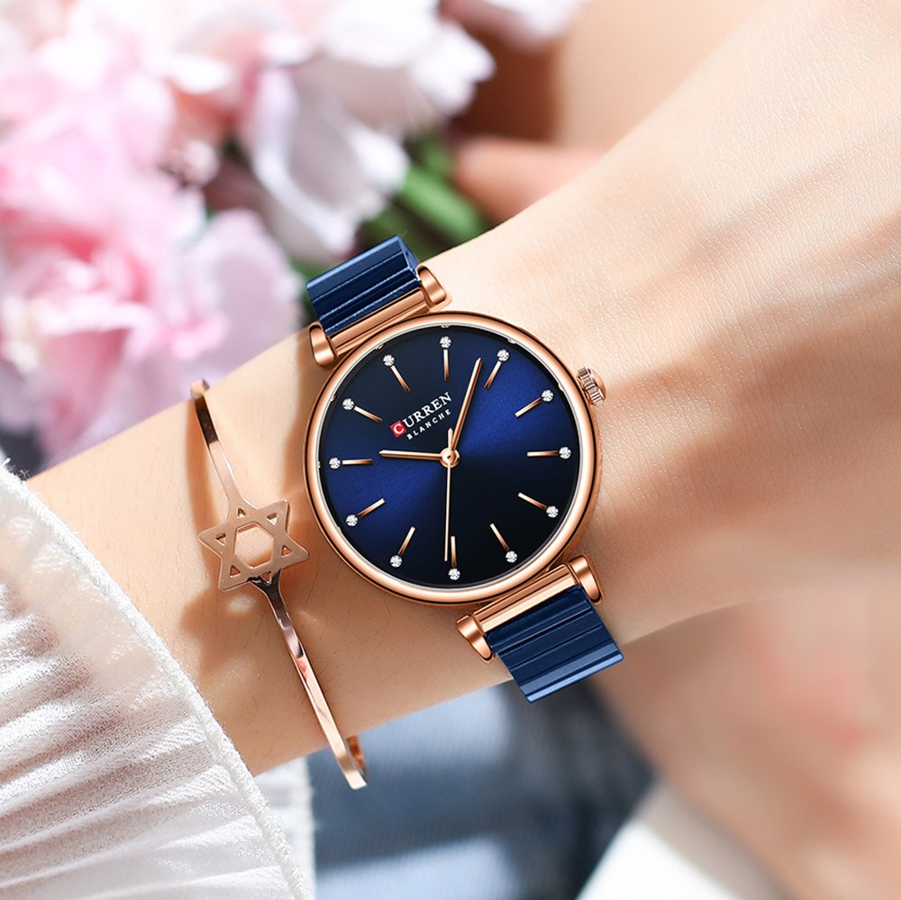 Curren 9081 blue dial & chain ladies gift watch