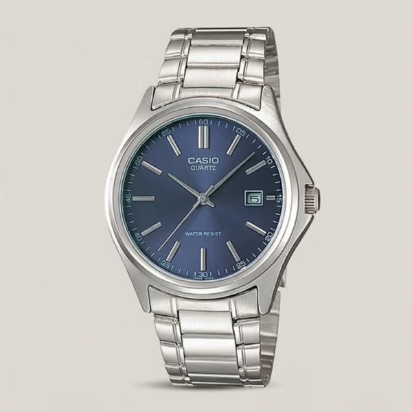 Casio MTP-1183A-2ADF Enticer series wrist watch in blue analog dial & silver stainless steel strap