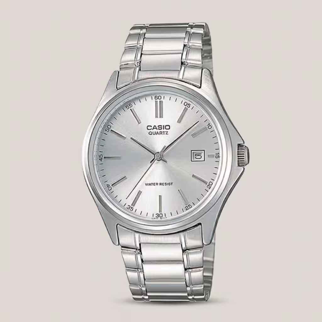Casio MTP-1183A-7ADF Enticer series gents steel wrist watch in silver analog dial with date feature