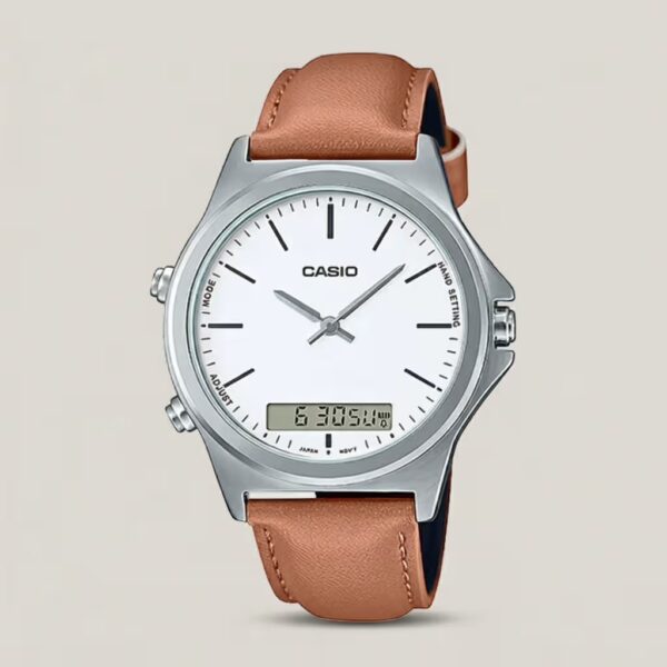 mtp-vc01l-7e casio white dial classic analog and digital wrist watch