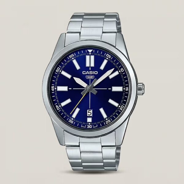 Casio MTP-VD02D-2EUDF blue dial & silver chain new casio model men's wrist watch