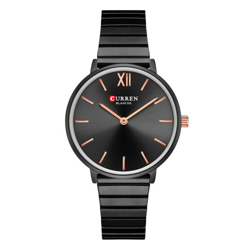 Curren 9040 Black Stainless Steel Black Dial Men's Analog Wrist Watch