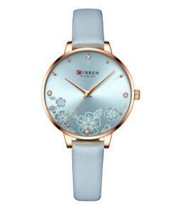 curren 9068 blue leather strap blue dial ladies analog wrist watch