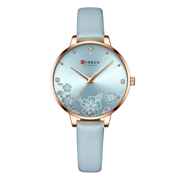 curren 9068 blue leather strap blue dial ladies analog wrist watch