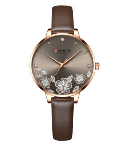curren 9068 brown leather strap brown dial ladies wrist watch