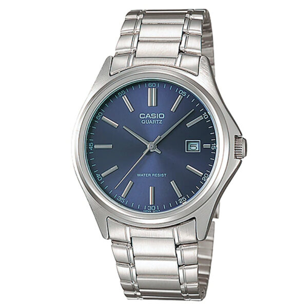 Casio MTP-1183A-2ADF Enticer series wrist watch in blue analog dial & silver stainless steel strap