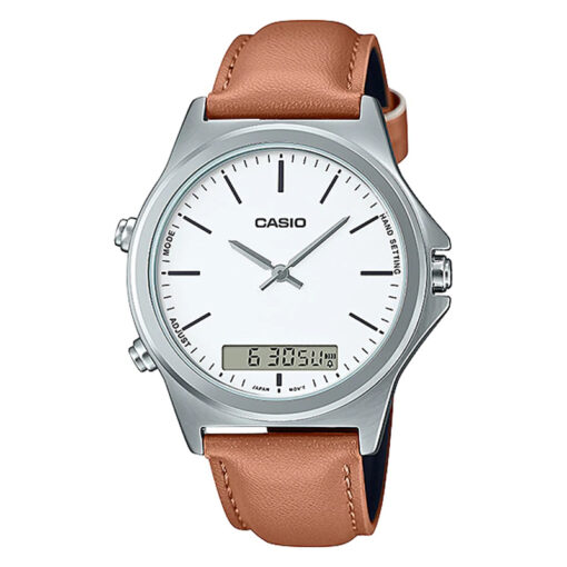 mtp-vc01l-7e casio white dial classic analog and digital wrist watch