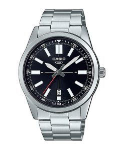 Casio MTP-VD02D-1EUDF new release silver chain black dial mens wrist watch