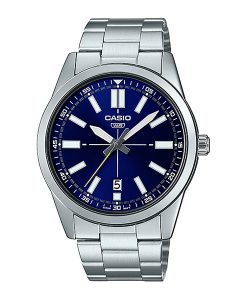 Casio MTP-VD02D-2EUDF blue dial & silver chain new casio model mens wrist watch