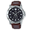 MTP-VD300L-1EUDF Casio brown leather strap & black multi hand dial wrist watch gift corporate