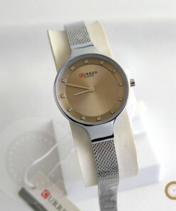 Curren 9008 silver mesh chain and grey dial ladies dress wear quartz watch in budget range