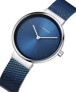 Curren 9016 blue mesh chain & blue simple analog dial ladies wrist watch