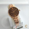 Curren 9017 rose gold stainless steel chain & big brown dial ladies simple analog budget range gift dress watch