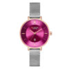 Curren 9037 Maroon Dial with date ladies gift watch in silver mesh chain