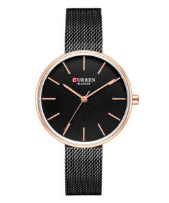 Curren 9042 Black Mesh Strap Black Dial Men's Wrist Watch