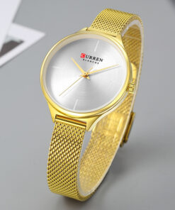 Curren 9062 ladies golden mesh chain & simple analog dial ladies analog gift watch