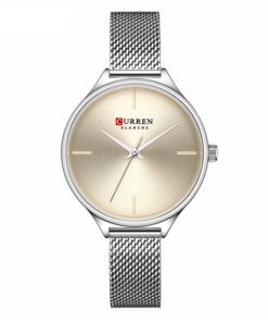 curren 9062 silver stainless steel golden dial ladies analog wrist watch