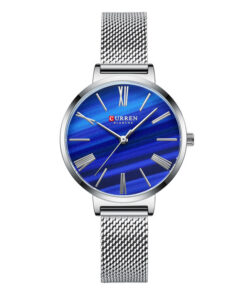 curren 9076 silver chain blue dial ladies analog wrist watch