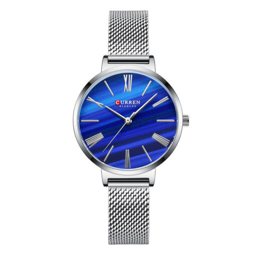 curren 9076 silver chain blue dial ladies analog wrist watch