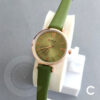 Curren 9079 Light Parrot Green leather strap ladies casual wear wrist watch in simple analog roman index dial