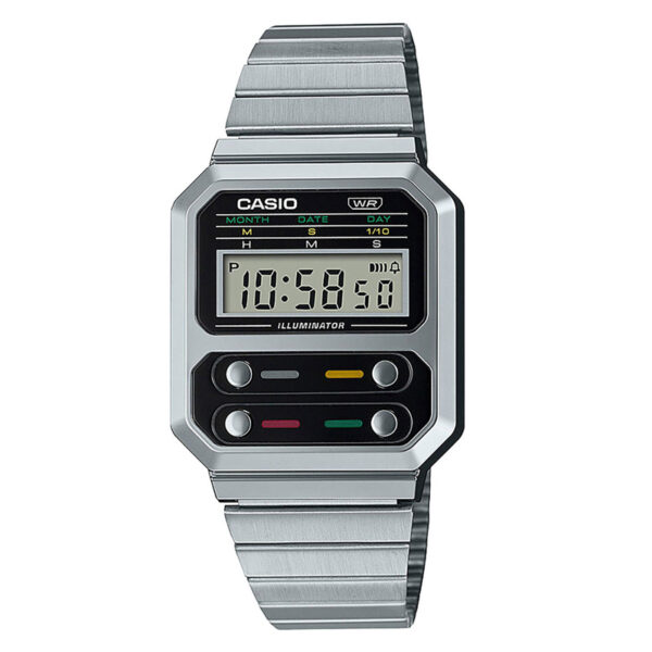 Casio Vintage A100WE-1AV x Pac-Man Silver Digital Wrist Watch