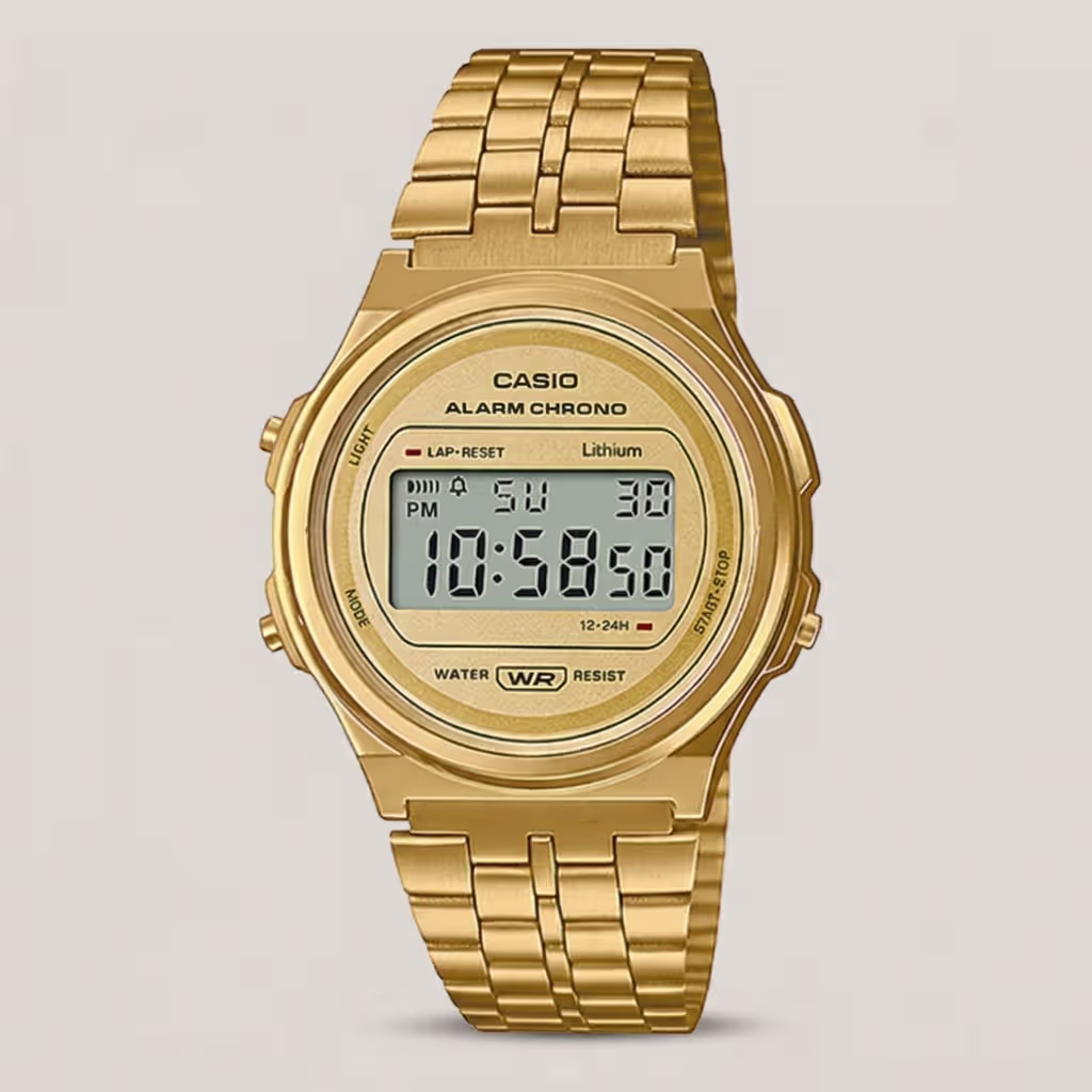 a171WEG-9a Casio Golden Vintage Youth Unisex alarm Wrist Watch