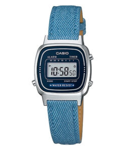 Casio LA-670WL-2A2 blue denim leather strap ladies wrist watch