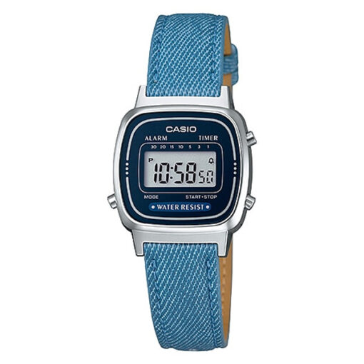 Casio LA-670WL-2A2 blue denim leather strap ladies wrist watch