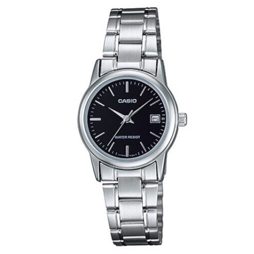 ltp-v002d-1a casio black dial silver stainless steel chain Ladies analog gift watch