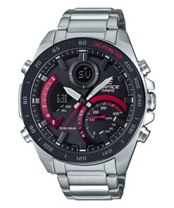ECB-900DB-1A Casio Edifice Touth Solar Watch in Black analog digital combination dial & stainless steel chain