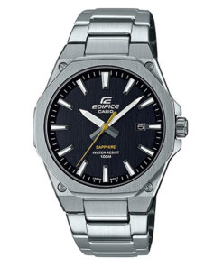 Original Casio Edifice EFR-S107D-1A Men's Watch in Black Sapphire Glass Analog Dial