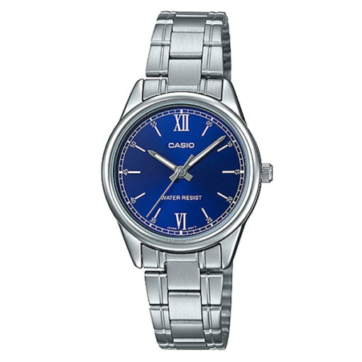 ltp-v005d-2b2 casio blue dial analog mineral glass Ladies dress watch