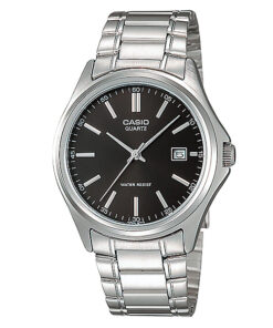 casio MTP-1183a-1adf silver chain black dial mens wrist watch