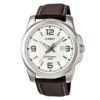 MTP-1314L-7AV casio brown leather strap white dial men's analog wrist watch