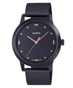 casio MTP-2022VMB-1C black mesh strap black dial mens wrist watch