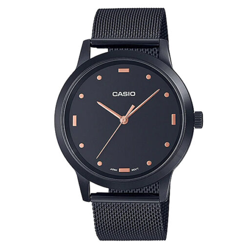 casio MTP-2022VMB-1C black mesh strap black dial mens wrist watch