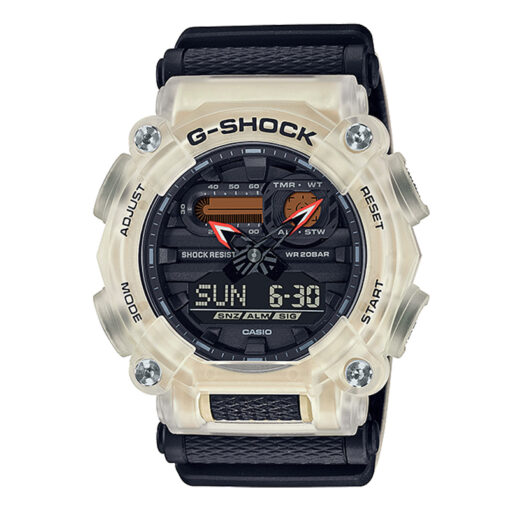 casio-gshock-GA-900TS-6A shock resistant black resin band off white dial youth sports wrist watch