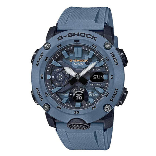casio-gshock-ga-2000su-2a shock resistant world time series white resin band carbon core guard structure camoflauge dial mens sports wrist watch