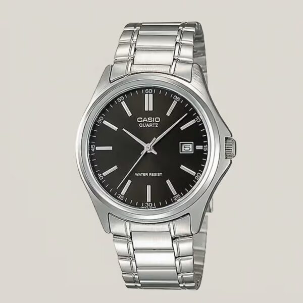 casio MTP-1183a-1adf silver chain black dial mens wrist watch