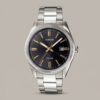 casio MTP-1302d-1a2vdf silver stainless steel strap black dial mens wrist watch
