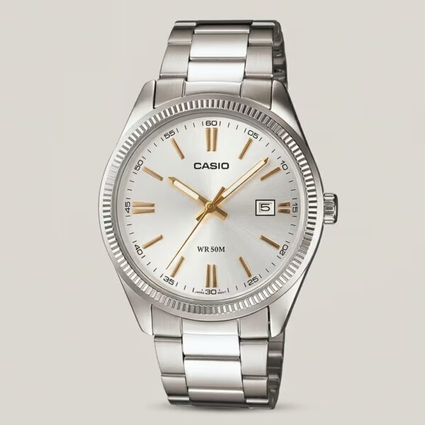 casio MTP-1302d-7a2vdf silver chain silver dial mens hand watch