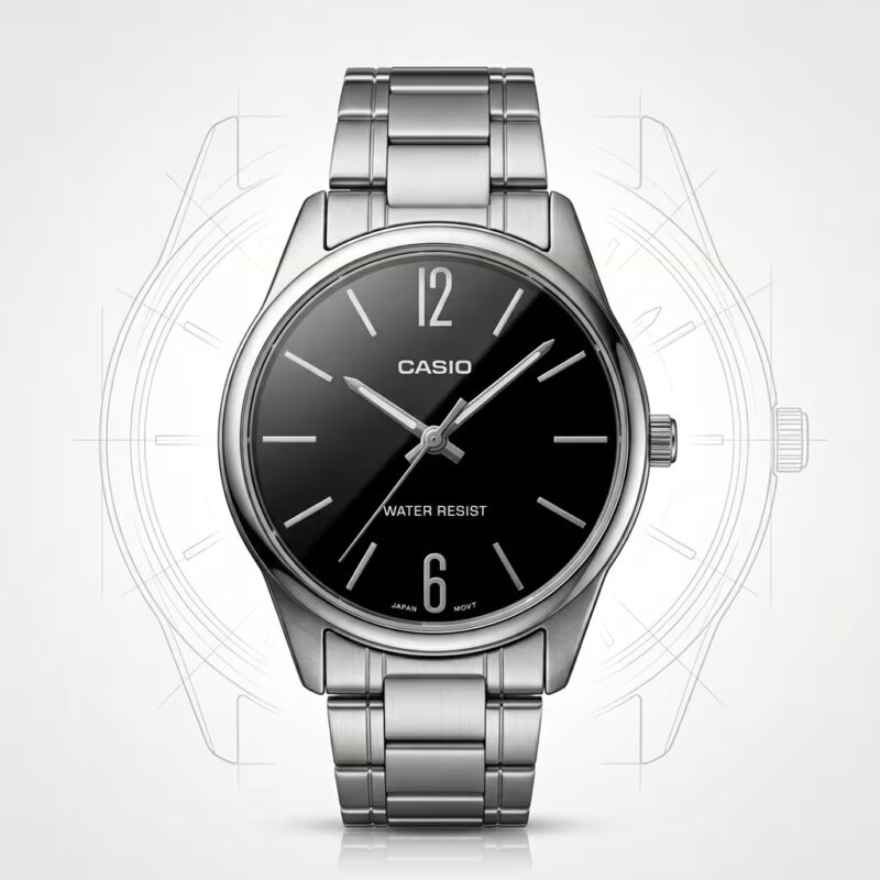 Casio MTP-V005D-1BU Men's Analog Stainless Steel Black Dial Watch