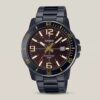mtp-vd01b-5bv-casio black stainless steel brown dial men's wrist watch